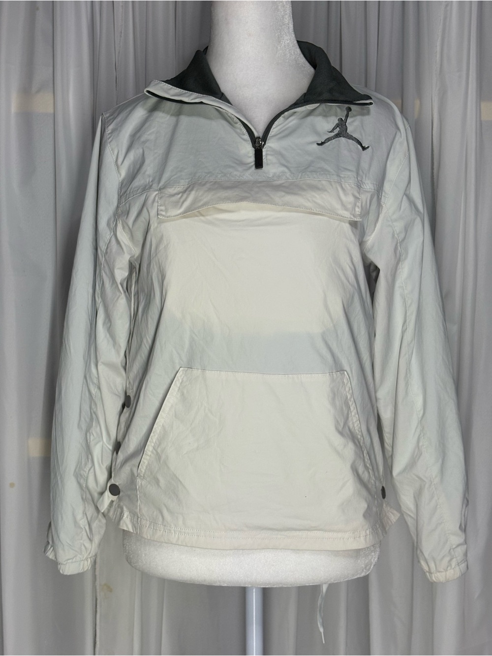 Nike Air Jordan Boys Jumpman ¼ Zip 90s Popover Jacket Pure Platinum Sz M(10/12)